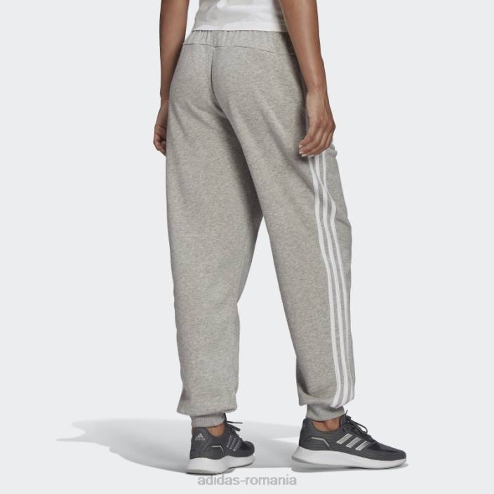 Adidas gri mediu essentials studio lounge pantaloni cu 3 dungi adidas femei gri mediu/alb 2JBN9333