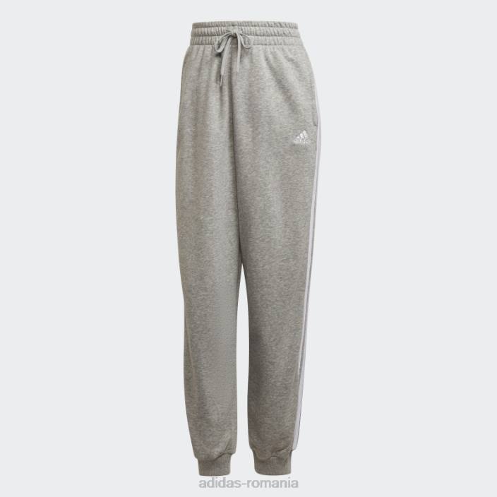 Adidas gri mediu essentials studio lounge pantaloni cu 3 dungi adidas femei gri mediu/alb 2JBN9333