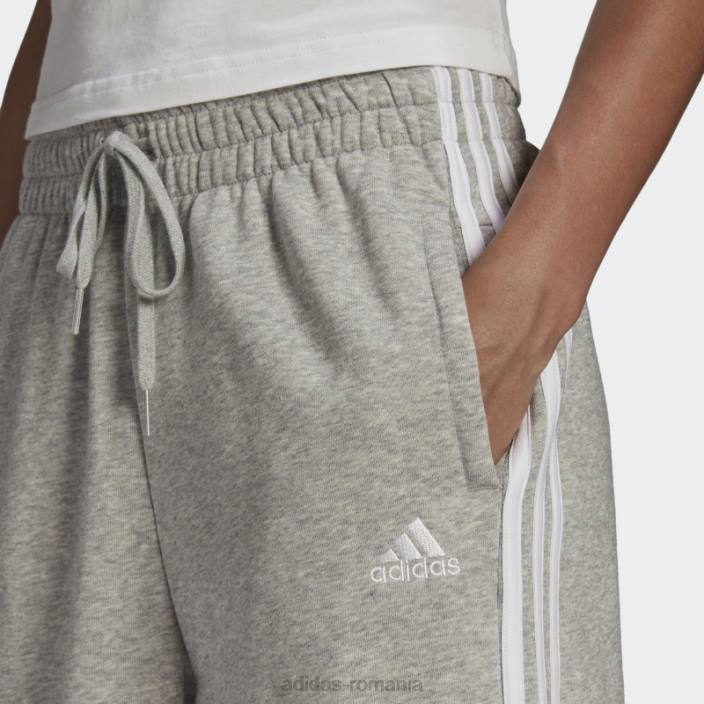 Adidas gri mediu essentials studio lounge pantaloni cu 3 dungi adidas femei gri mediu/alb 2JBN9333