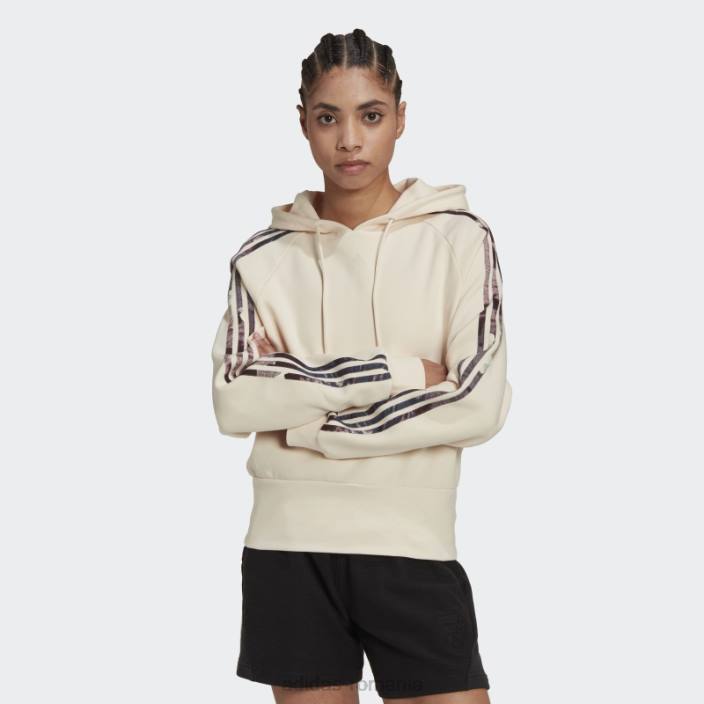 Adidas hanorac adidas cu imprimeu cu nuanță ecru femei tentă ecru/multicolor/violet 2JBN10833