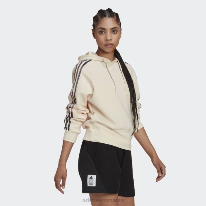 Adidas hanorac adidas cu imprimeu cu nuanță ecru femei tentă ecru/multicolor/violet 2JBN10833