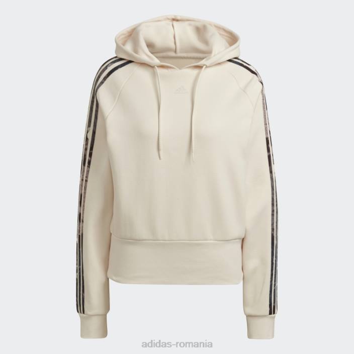 Adidas hanorac adidas cu imprimeu cu nuanță ecru femei tentă ecru/multicolor/violet 2JBN10833