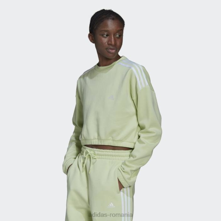 Adidas hanorac crop crew lime hyperglam femei lămâie verde 2JBN3161