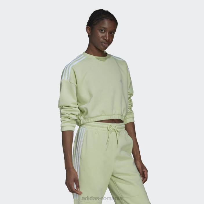 Adidas hanorac crop crew lime hyperglam femei lămâie verde 2JBN3161