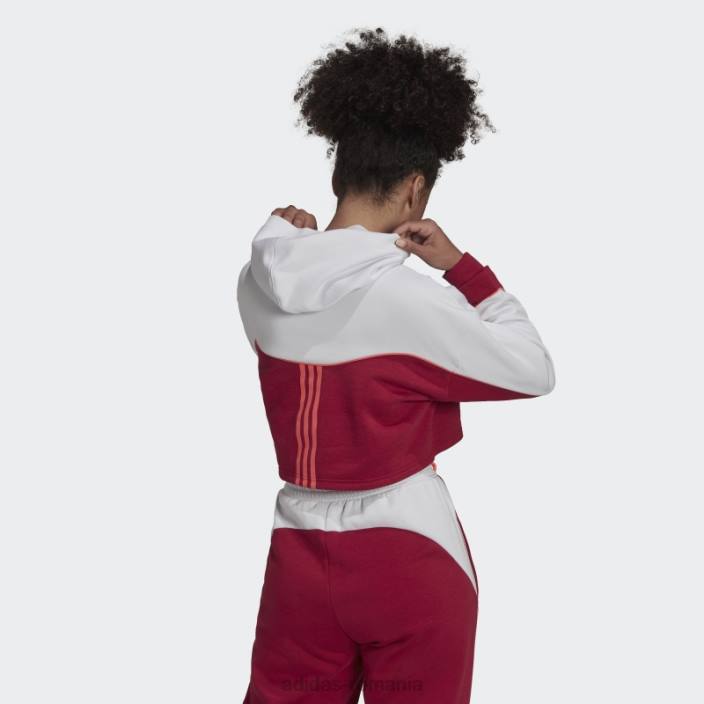 Adidas hanorac cu 3 benzi colorblock de esențiale visiniu adidas femei visiniu/gri liniuță/turbo 2JBN3234