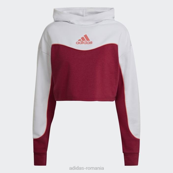 Adidas hanorac cu 3 benzi colorblock de esențiale visiniu adidas femei visiniu/gri liniuță/turbo 2JBN3234