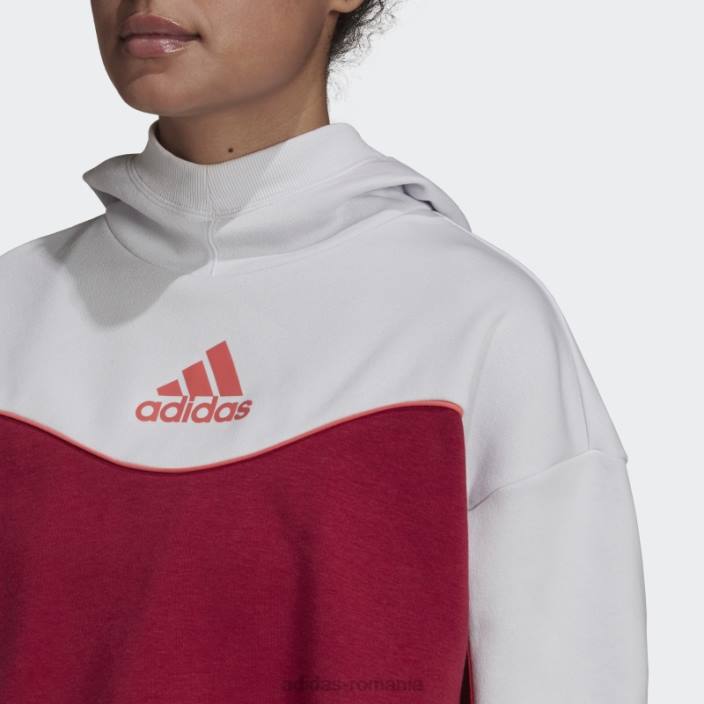 Adidas hanorac cu 3 benzi colorblock de esențiale visiniu adidas femei visiniu/gri liniuță/turbo 2JBN3234