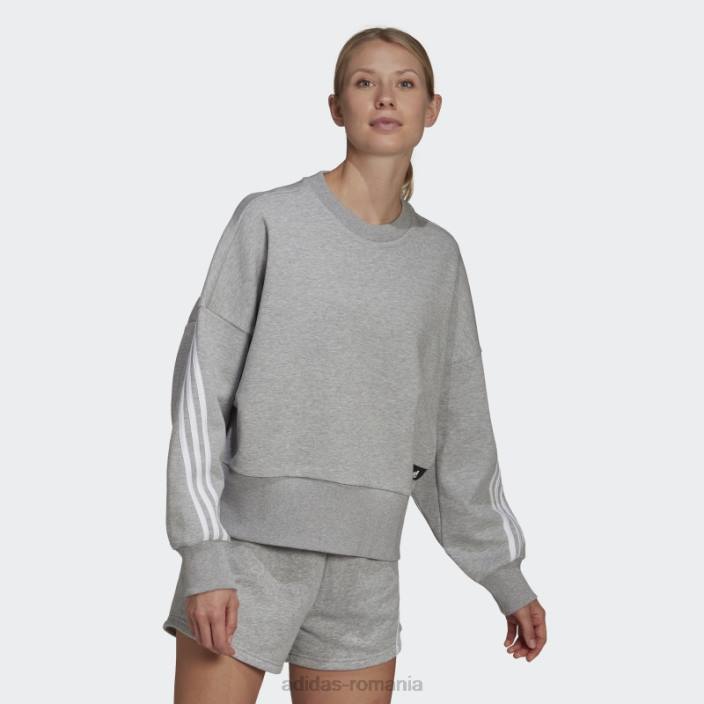Adidas hanorac cu 3 dungi gri mediu future icons femei gri mediu 2JBN10294