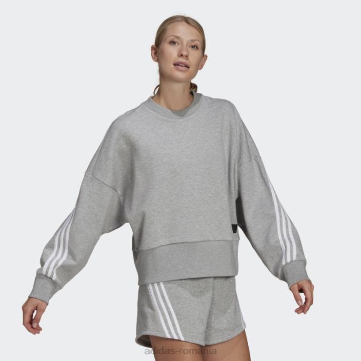 Adidas hanorac cu 3 dungi gri mediu future icons femei gri mediu 2JBN10294
