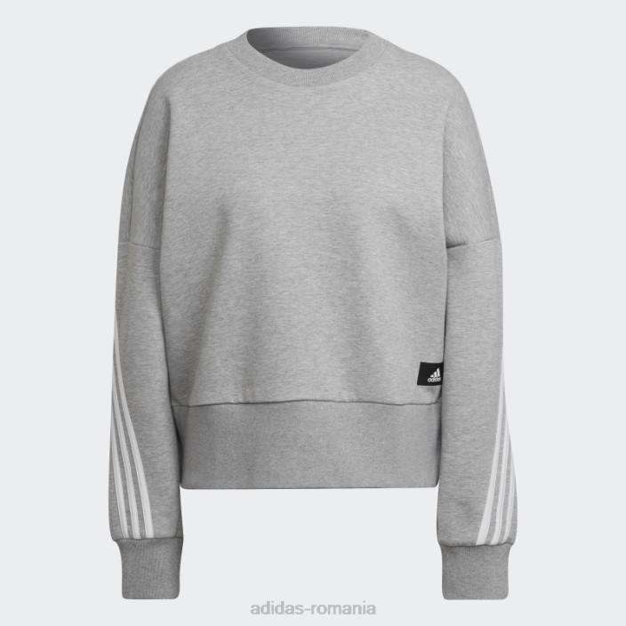 Adidas hanorac cu 3 dungi gri mediu future icons femei gri mediu 2JBN10294