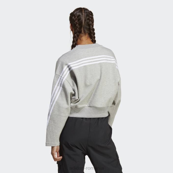 Adidas hanorac cu 3 dungi gri mediu future icons femei gri mediu 2JBN8999