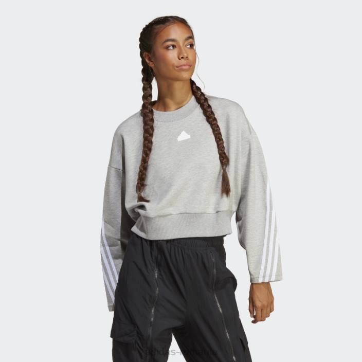 Adidas hanorac cu 3 dungi gri mediu future icons femei gri mediu 2JBN8999