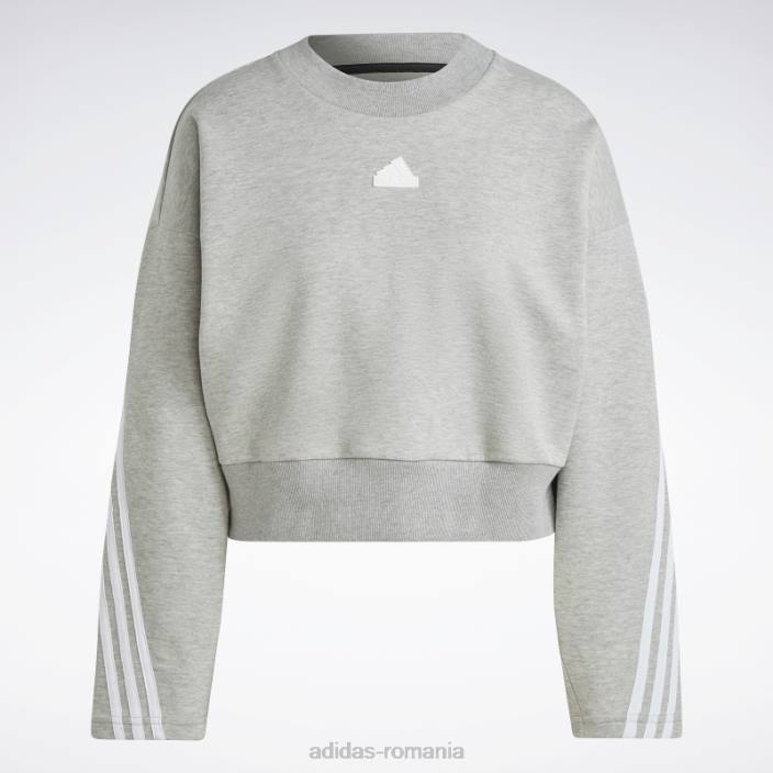 Adidas hanorac cu 3 dungi gri mediu future icons femei gri mediu 2JBN8999