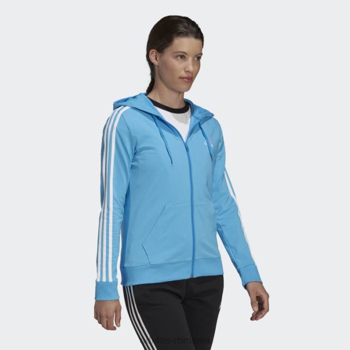 Adidas hanorac cu fermoar complet cu 3 dungi blue essentials femei albastru alb 2JBN10162