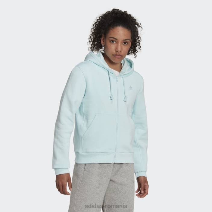 Adidas hanorac cu fermoar complet din fleece all szn albastru adidas femei albastru 2JBN10554