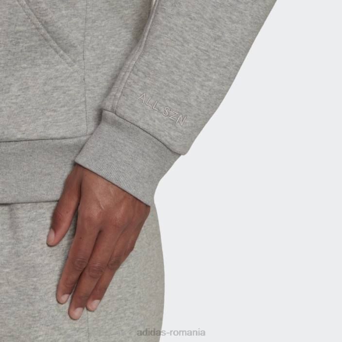 Adidas hanorac cu fermoar complet din fleece all szn gri mediu femei gri mediu 2JBN17221