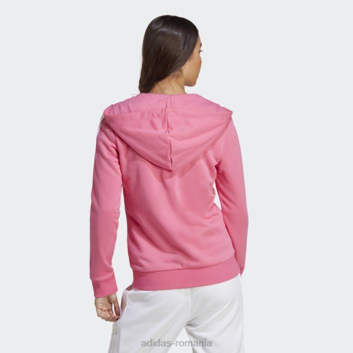 Adidas hanorac cu fermoar complet din fleece magenta essentials, cu 3 dungi femei magenta/alb 2JBN2560