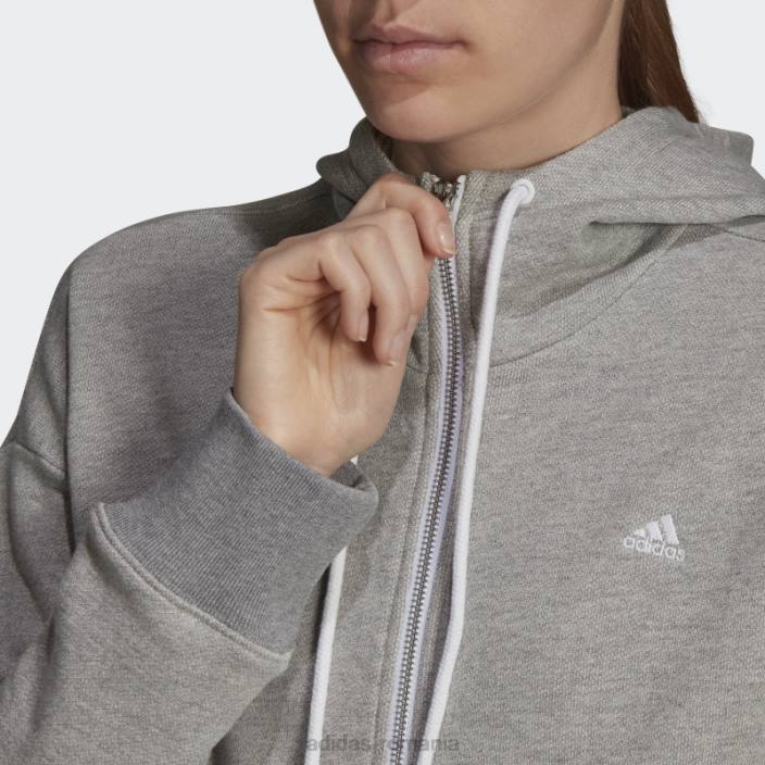 Adidas hanorac cu fermoar complet pentru stadion, haine sportive de modă gri mediu femei gri mediu 2JBN2938