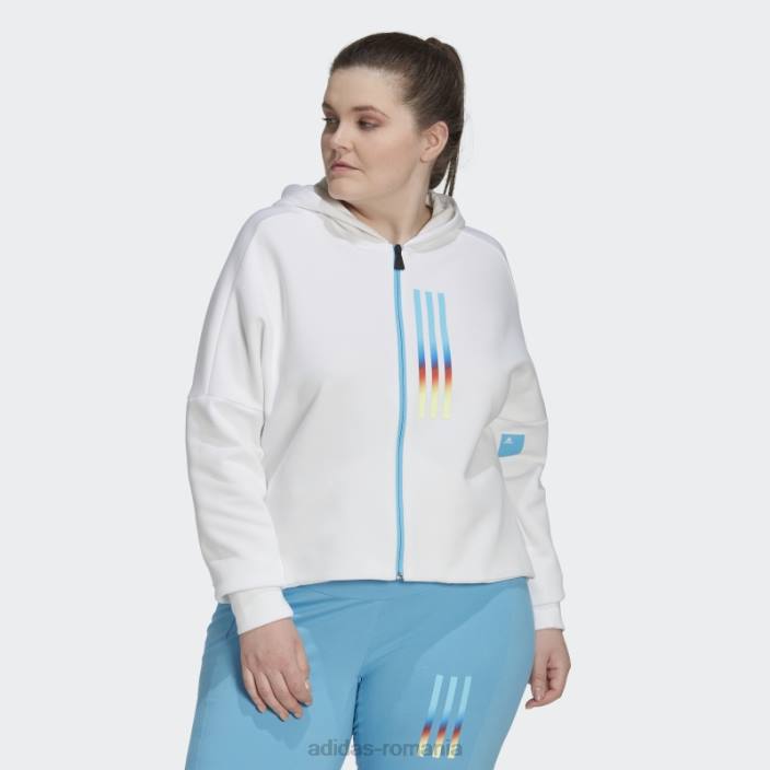 Adidas hanorac cu fermoar complet slim fit (plus mărime) alb femei alb 2JBN10771