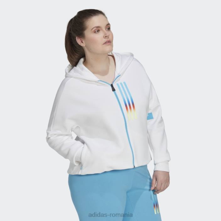 Adidas hanorac cu fermoar complet slim fit (plus mărime) alb femei alb 2JBN10771