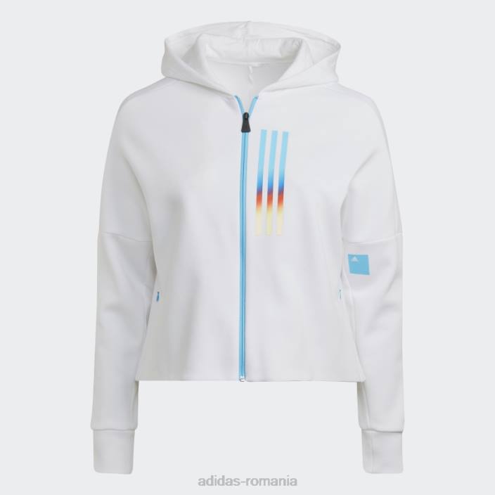 Adidas hanorac cu fermoar complet slim fit (plus mărime) alb femei alb 2JBN10771