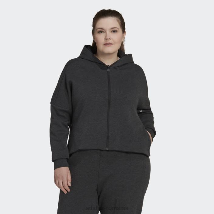 Adidas hanorac cu fermoar complet slim fit (plus mărime) negru melange femei melange negru 2JBN2815