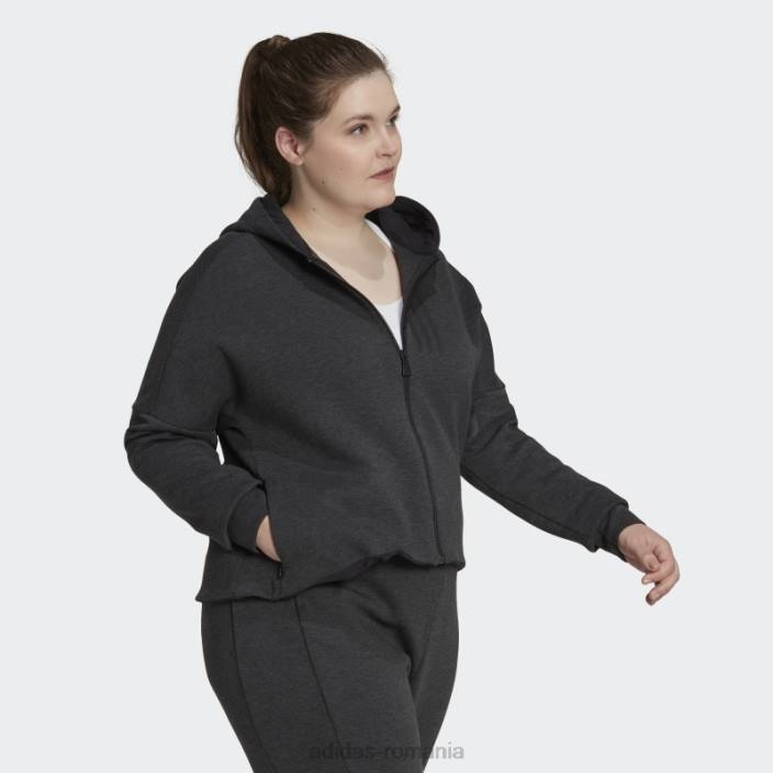 Adidas hanorac cu fermoar complet slim fit (plus mărime) negru melange femei melange negru 2JBN2815