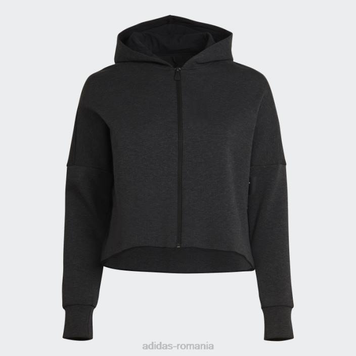 Adidas hanorac cu fermoar complet slim fit (plus mărime) negru melange femei melange negru 2JBN2815