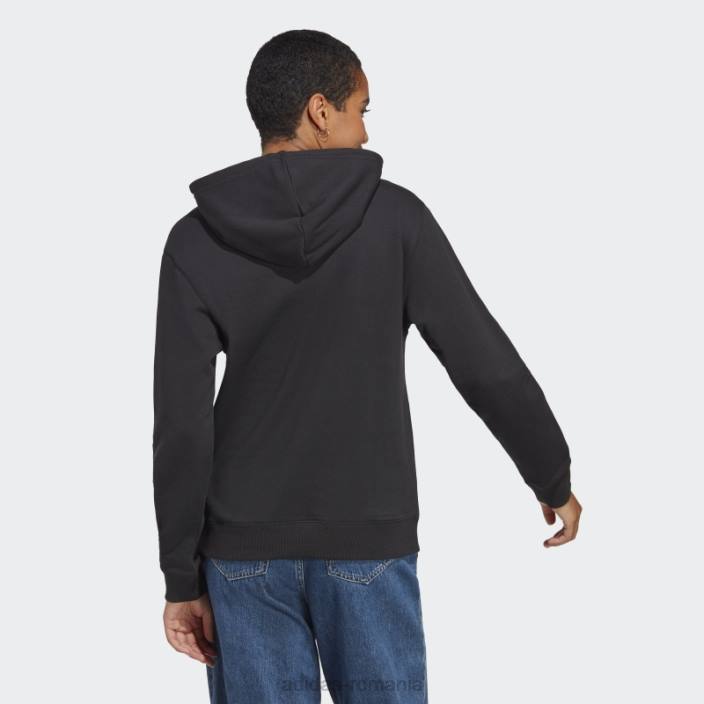 Adidas hanorac cu glugă obișnuit din țesătură franceză cu logo mare negru essentials femei alb negru 2JBN9502