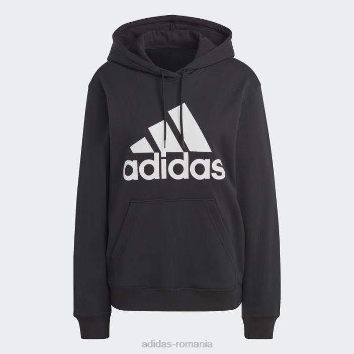 Adidas hanorac cu glugă obișnuit din țesătură franceză cu logo mare negru essentials femei alb negru 2JBN9502