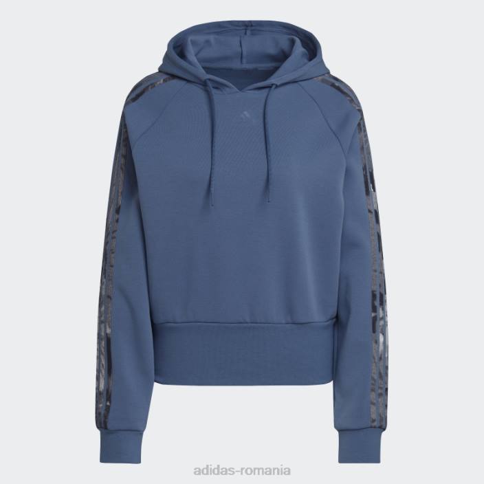 Adidas hanorac cu imprimeu peste tot din oțel femei oțel/multicolor/violet met 2JBN10706
