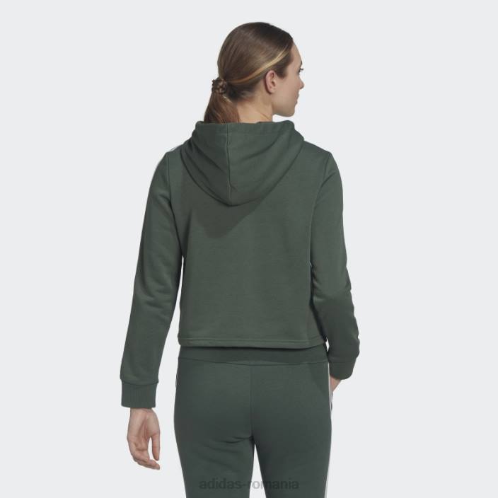 Adidas hanorac decupat cu 3 dungi green oxide essentials femei oxid verde/alb 2JBN10786