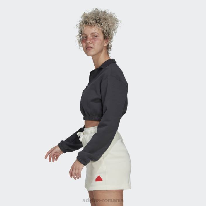 Adidas hanorac decupat cu jumătate de fermoar la modă albă femei carbon/alb 2JBN2570