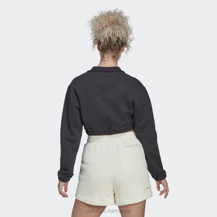 Adidas hanorac decupat cu jumătate de fermoar la modă albă femei carbon/alb 2JBN2570