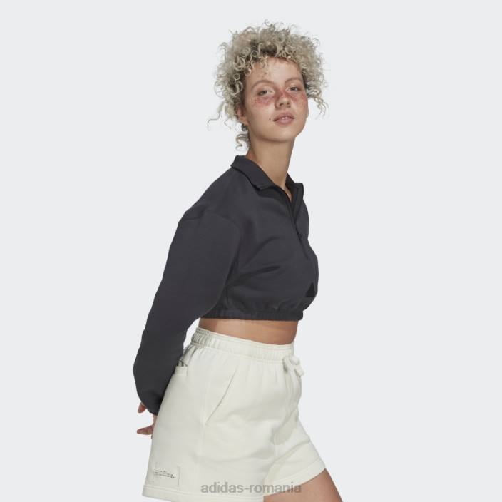 Adidas hanorac decupat din carbon cu jumătate de fermoar femei carbon/alb 2JBN10625