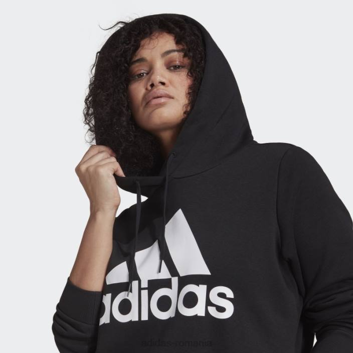 Adidas hanorac din lână cu logo essentials (mărime plus) negru femei alb negru 2JBN10052