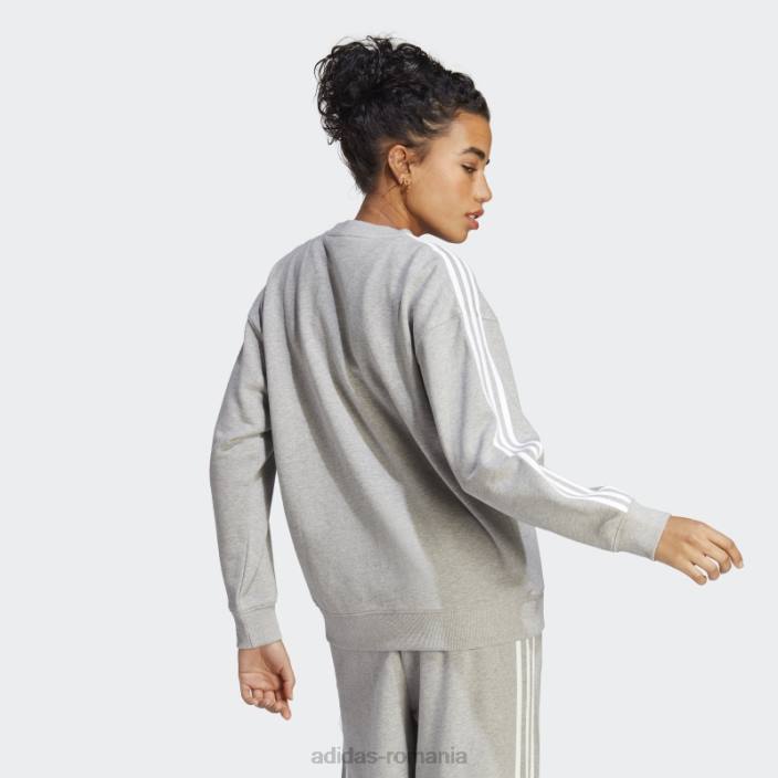 Adidas hanorac essentials cu 3 dungi gri mediu femei gri mediu/alb 2JBN9506