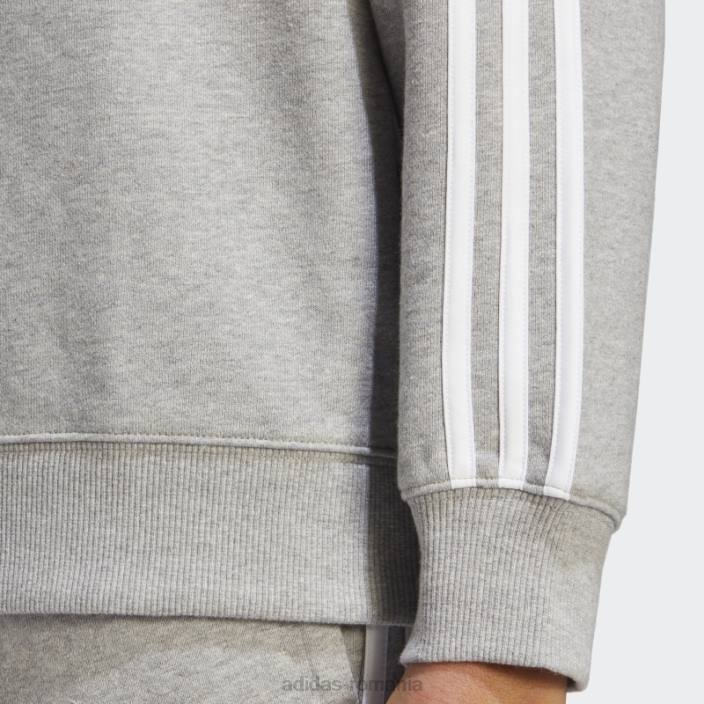 Adidas hanorac essentials cu 3 dungi gri mediu femei gri mediu/alb 2JBN9506