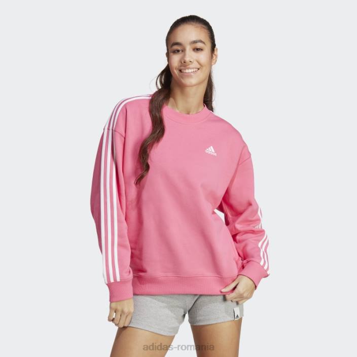 Adidas hanorac essentials cu 3 dungi magenta femei magenta/alb 2JBN9919