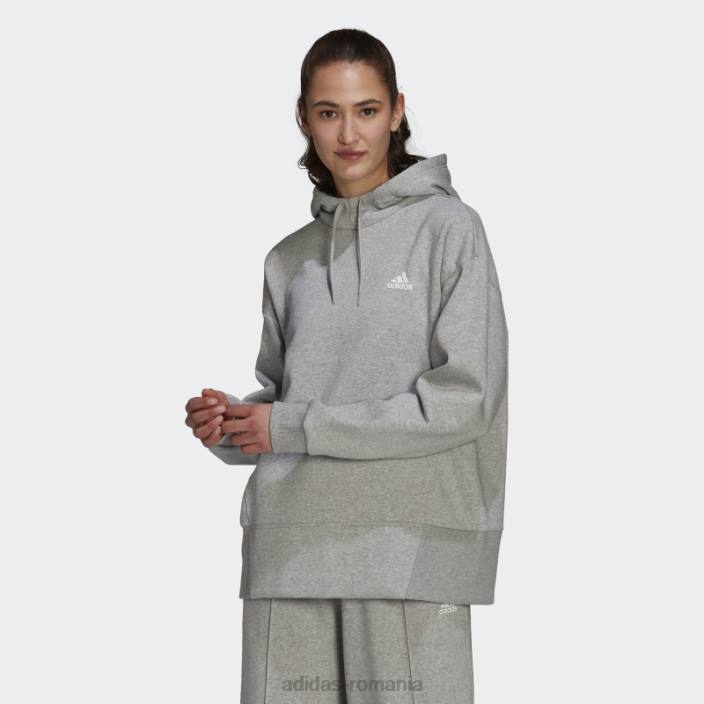 Adidas hanorac essentials studio fleece gri mediu adidas femei gri mediu/alb 2JBN10332