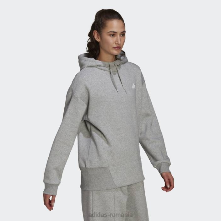 Adidas hanorac essentials studio fleece gri mediu adidas femei gri mediu/alb 2JBN10332