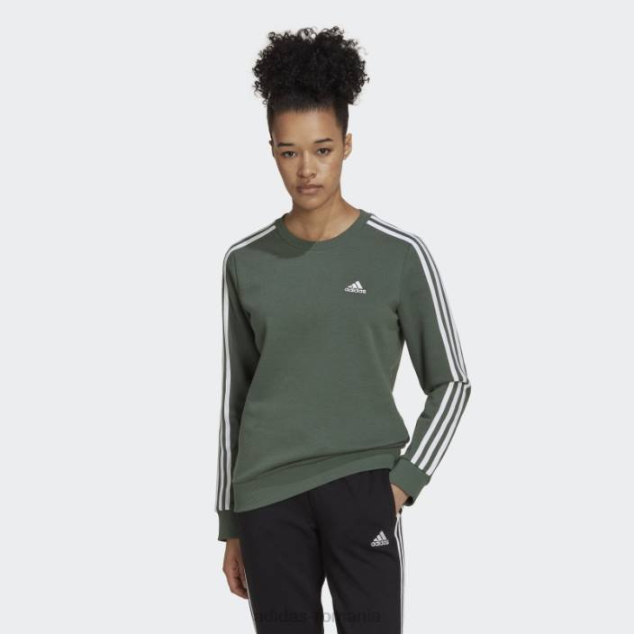 Adidas hanorac fleece cu 3 dungi green oxide femei oxid verde/alb 2JBN10285