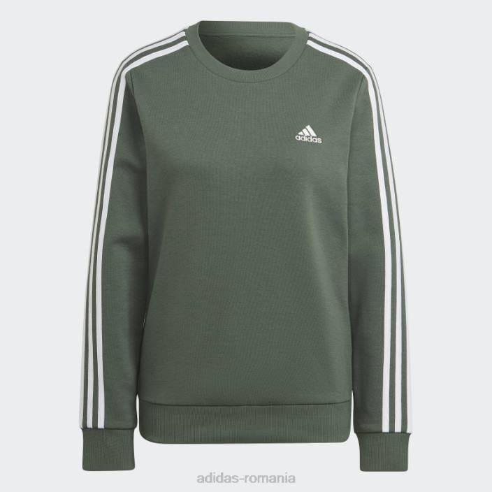 Adidas hanorac fleece cu 3 dungi green oxide femei oxid verde/alb 2JBN10285