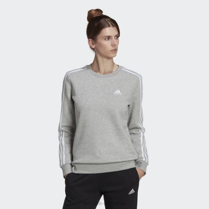 Adidas hanorac fleece cu 3 dungi gri mediu adidas femei gri mediu/alb 2JBN10452