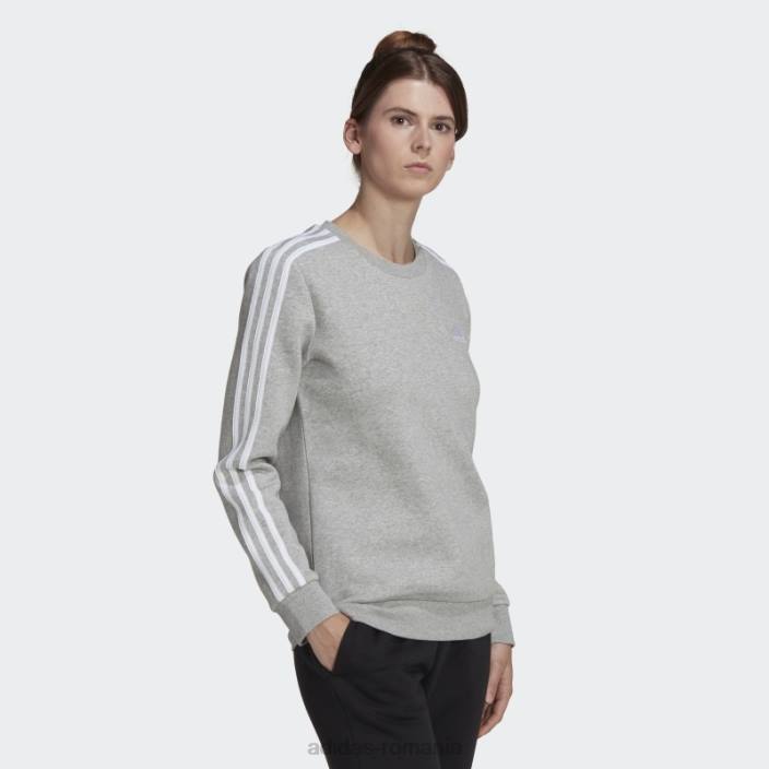 Adidas hanorac fleece cu 3 dungi gri mediu adidas femei gri mediu/alb 2JBN10452