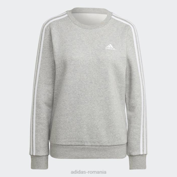 Adidas hanorac fleece cu 3 dungi gri mediu adidas femei gri mediu/alb 2JBN10452