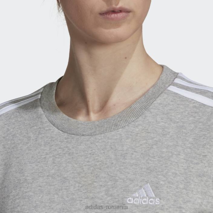 Adidas hanorac fleece cu 3 dungi gri mediu adidas femei gri mediu/alb 2JBN10452