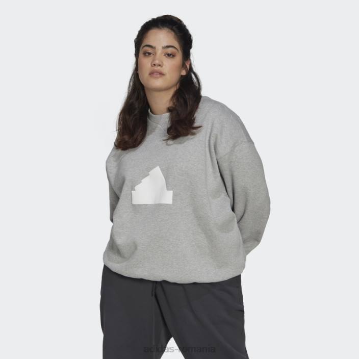 Adidas hanorac gri mediu (mărime plus) femei gri mediu 2JBN2536