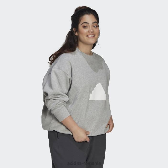 Adidas hanorac gri mediu (mărime plus) femei gri mediu 2JBN2536
