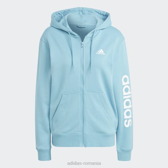 Adidas hanorac liniar cu fermoar complet French Terry, albastru femei albastru alb 2JBN16394